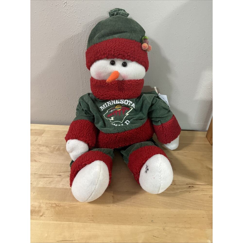 Christmas MN Wild Plush Fleece Sitting Snowman 23" Tall, Pacifix Int'l Hockey